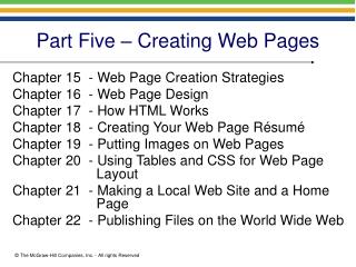 Part Five – Creating Web Pages
