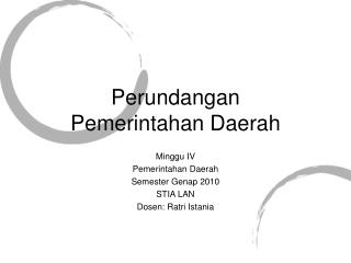 Perundangan Pemerintahan Daerah