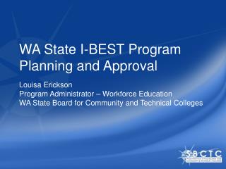 WA State I-BEST Program Planning and Approval