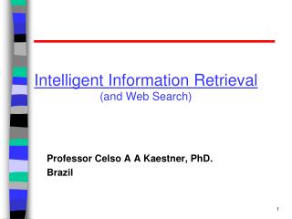 Intelligent Information Retrieval (and Web Search)