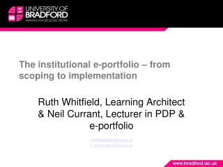 The institutional e-portfolio – from scoping to implementation