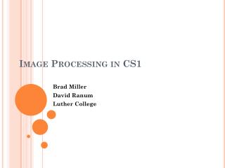 Image Processing in CS1