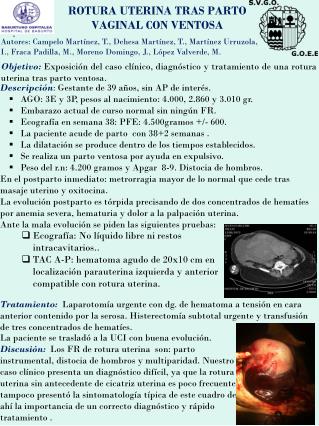 ROTURA UTERINA TRAS PARTO VAGINAL CON VENTOSA