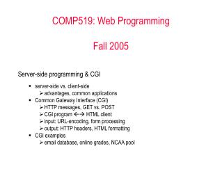 COMP519: Web Programming Fall 2005