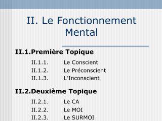 II. Le Fonctionnement Mental