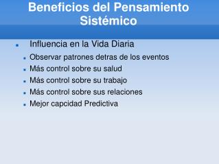 Beneficios del Pensamiento Sistémico