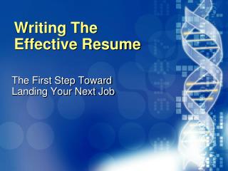 Writing The Effective Resume