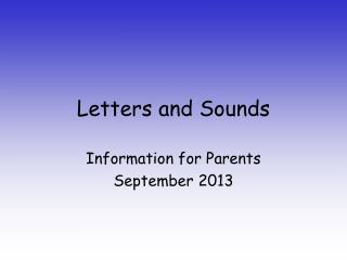 Letters and Sounds