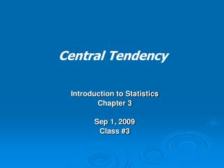 Central Tendency