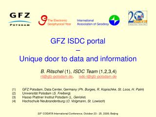 GFZ ISDC portal – Unique door to data and information