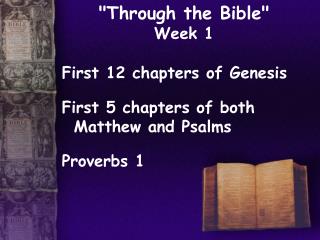 &quot;Through the Bible&quot; Week 1