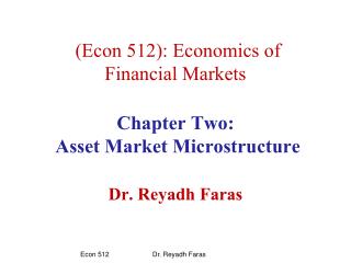 2.1 Financial Markets: functions and Participants
