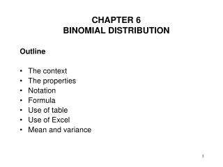 CHAPTER 6 BINOMIAL DISTRIBUTION