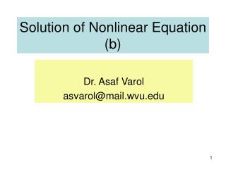 Solution of Nonlinear Equation (b)