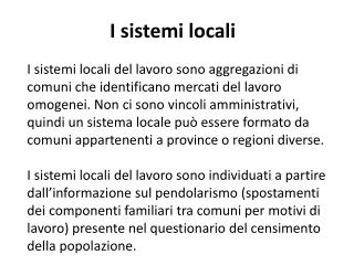 I sistemi locali