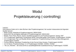 Modul Projektsteuerung (-controlling)
