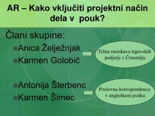 AR – Kako vključiti projektni način dela v pouk?