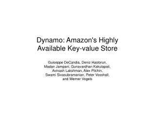 Dynamo: Amazon's Highly Available Key-value Store