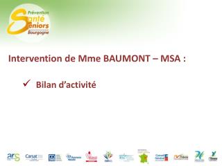 Intervention de Mme BAUMONT – MSA :