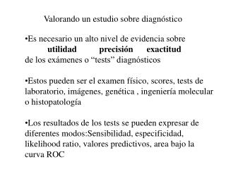 Valorando un estudio sobre diagnóstico