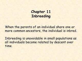 Chapter 11 Inbreeding