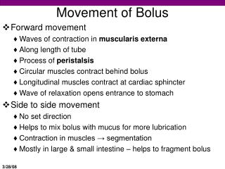 Movement of Bolus