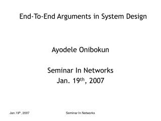 End-To-End Arguments in System Design