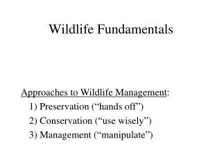 Wildlife Fundamentals