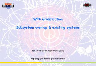 WP4 Gridification Subsystem overlap &amp; existing systems