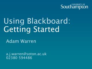 Using Blackboard: Getting Started