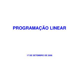 PROGRAMAÇÃO LINEAR