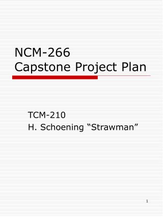 NCM-266 Capstone Project Plan