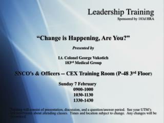 Leadership Training Sponsored by 183d HRA