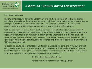 A Note on “Results-Based Conservation”