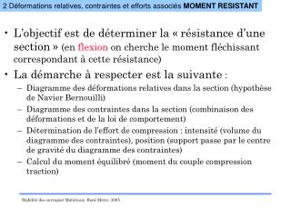 2 Déformations relatives, contraintes et efforts associés MOMENT RESISTANT