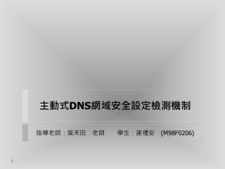 主動式 DNS 網域安全設定檢測機制