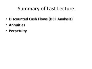 Summary of Last Lecture