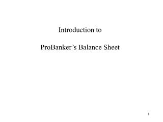 Introduction to ProBanker’s Balance Sheet