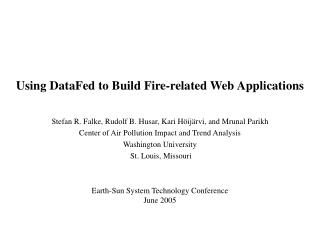 Using DataFed to Build Fire-related Web Applications