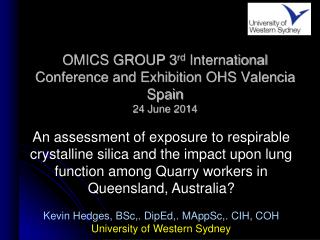 OMICS GROUP 3 rd International Conference and Exhibition OHS Valencia Spain 24 June 2014