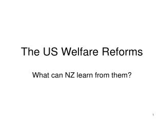 The US Welfare Reforms