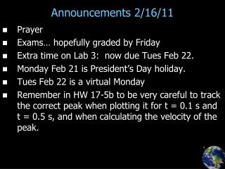 Announcements 2/16/11