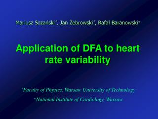 Application of DFA to heart rate variability