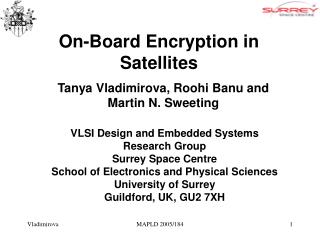 On-Board Encryption in Satellites