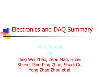 Electronics and DAQ Summary