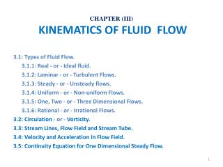 CHAPTER (III) KINEMATICS OF FLUID FLOW