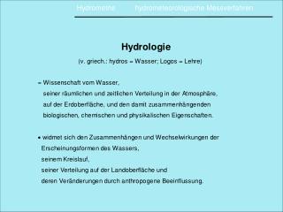 Hydrometrie hydrometeorologische Messverfahren