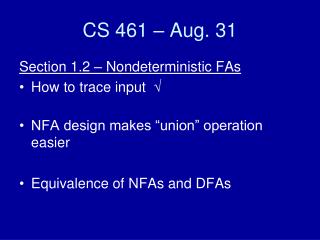 CS 461 – Aug. 31