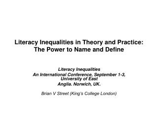 Literacy Inequalities in Theory and Practice: The Power to Name and Define