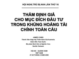 THẨM ĐỊNH GIÁ CHO MỤC ĐÍCH ĐẦU TƯ TRONG KHỦNG HOẢNG TÀI CHÍNH TOÀN CẦU